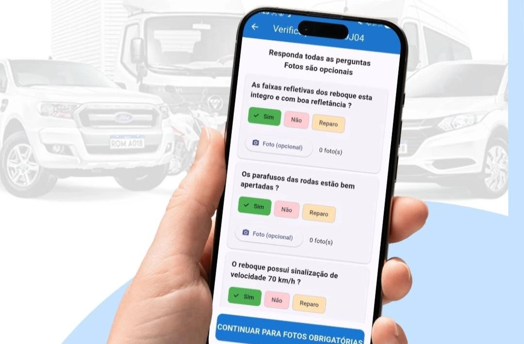 Sistema de Gestão de Frotas com checklist personalizado pelo cliente